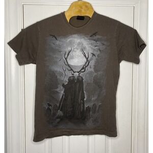 Spiral‎ Direct Mens Horned Spirit T-Shirt Brown Medium